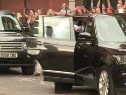 The Duke and Duchess of Cornwall leaving St. Mary's Hospital with their unnamed son, the future British King in London, England, UK on 7/23/13. (Getty Images Entertainment Video) Stock Footage