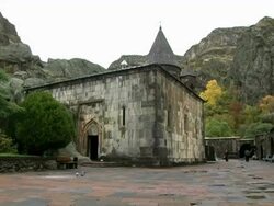 WS PAN View of Noravank monastery and gorge, Armenia / Noravank, Armenia  Stock Footage