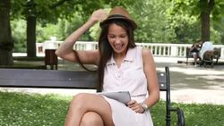 Waving and making grimaces in a video call Stock Footage