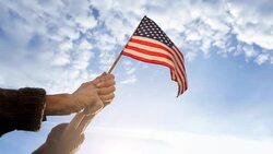 Senior Woman Holding American Flag Stock Footage
