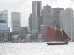 Sailboat in Boston Harbor Stock Footage