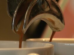 Close-up of espresso coffee dispenser Stock Footage