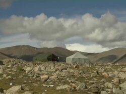 Tilt Down Sky to Tent Lhasa Tibet China  Stock Footage