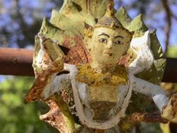 ECU Shot of Golden figure at Dhammayazika temple / Bagan, Mandalay Division, Myanmar Stock Footage
