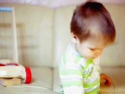 Happy baby playing with blocks Stock Footage