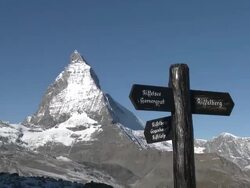 Sign pole at Matterhorn Stock Footage