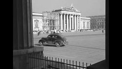 Exterior of Glyptothek museum in Munich being repaired after end of World War II News Clip