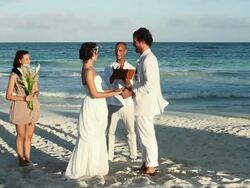 Couple getting married on beach Stock Footage