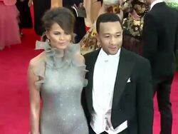 John Legend, Chrissy Teigen at 'Charles James: Beyond Fashion' Costume Institute Gala - Arrivals Stock Footage