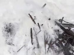 logs at bottom of waterfall Stock Footage