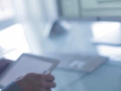 Tablet graph desk   OK Stock Footage