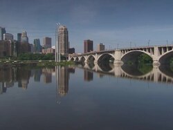 WS Bridge over mississippi river / Minneapolis, Minnesota, United States  Stock Footage