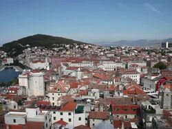 Split, View of the city with the harbor Stock Footage