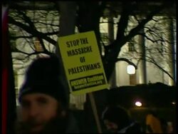 Demonstrations against Israeli attacks on Gaza; Israeli counter protest News Clip