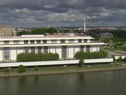 WS AERIAL View of John F Kennedy Center for Performing Arts / Washington, Dist. of Columbia, United States Stock Footage