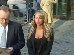 Tulisa Contostavlos leaves court and her lawyer makes a statement at Tulisa Contostavlos charged with drug offence at Westminster Magistrates Court, Marylebone, London. Stock Footage