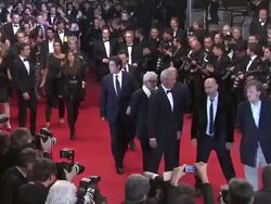 Julio Medem, Benicio Del Toro, Gaspar Noe, Elia Suleiman, Laurent Cantet, Pablo Trapero at 7 Dias En La Habana Premiere: 65th Cannes Film Festival on May 23, 2012 in Cannes, France (Footage by WireImage Video/Getty Images) Stock Footage