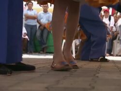 MS Feet of dancing children as they perform / Bogota, Colombia Stock Footage