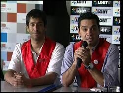Presser by the first officially married gay couple of Latin America News Clip