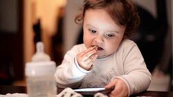 Baby using phone. Close up Stock Footage