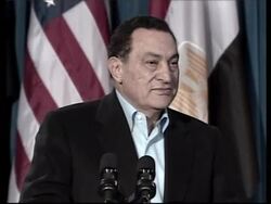 Bush and Mubarak briefing on Middle East News Clip