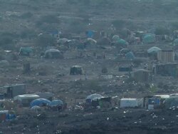 WS View of tents of plastic bags at refugee camp / Djbouti Stock Footage