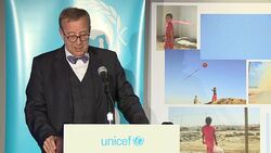 SPEECH - Toomas Hendrik Ilves at U.S. Fund for UNICEF Calls on World Leaders to put Children First During Candlelight Vigil Stock Footage