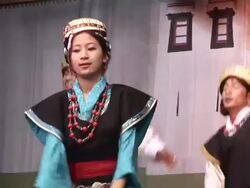 MS Woman dancing with group to traditional music and bowing out at end of performance AUDIO / Dharamsala, Himachal Pradesh, India Stock Footage