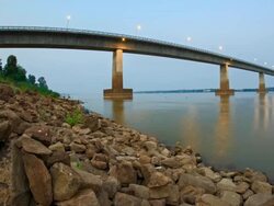 Thai - Lao Friendship Bridge Stock Footage