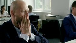 Businessman confused at work. Corporate business Stock Footage