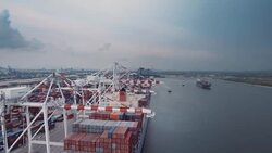 Port Containers : Aerial Stock Footage