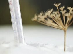 CU T/L Shot of dropping of temperature from thermometer / Pyrenees, Spain Stock Footage