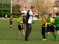 Prince Harry Attends Rugby Festival In Salford News Clip