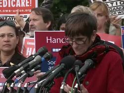 Protesting cuts proposed by Super Committee Stock Footage