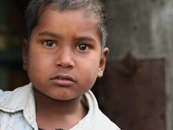 Portrait of a boy, Ballabhgarh, Haryana, India Stock Footage