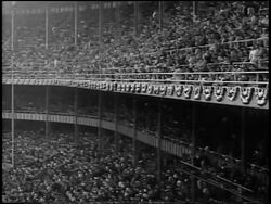 B/W 1956 crowded Yankee Stadium during World Series / NYC / newsreel Stock Footage
