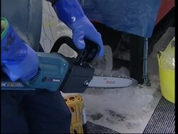 A look at how an ice sculptures are carved News Clip