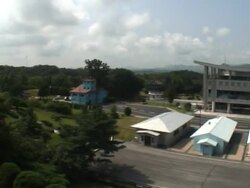 Panmunjom at the DMZ between South/North Korea = PAL Stock Footage