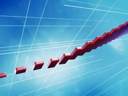 Increasing chart turning into stairs (red, blue) - Loop Stock Footage