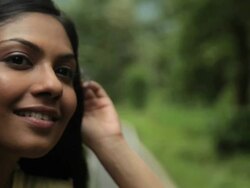 Young woman watching from window of a car, Malshej Ghat, Maharashtra, India Stock Footage