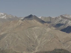 MS PAN View of dry mountains / High Himalayas, Upper Dolpo near Tibetan border, Nepal  Stock Footage