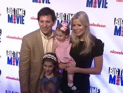 Reid Drescher, Aviva Drescher and children Hudson, Sienna and Veronica at 'Big Time Movie' Starring Big Time Rush Original TV Movie Premiere and Nickelodeon Meet & Greet on 3/8/2012 in New York Stock Footage