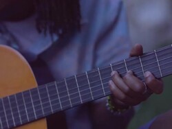 HD: African-american Man Playing Acoustic Guitar Outdoors. Stock Footage