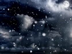 Christmas Eve full moon snowing on cloudy night Stock Footage