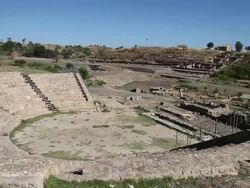 Morgantina, view of the ancient Greek theater, 3rd century B.C. Stock Footage