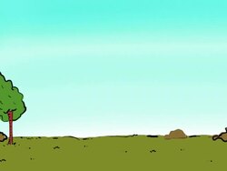Cartoon horizon with one tree Stock Footage