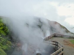 WS View of steam rises from hot springs / Reykjavik, Hofudhborgarsvaedhi, Iceland  Stock Footage