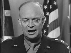 Dwight Einsenhower Speaking About WWII Stock Footage