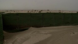 A series of beach barriers stretch along the coast in Louisiana. Stock Footage