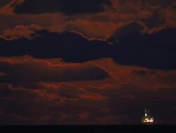 Freighter dance during Moon Rise Stock Footage